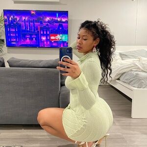 Mint Fitted Button Up Dress